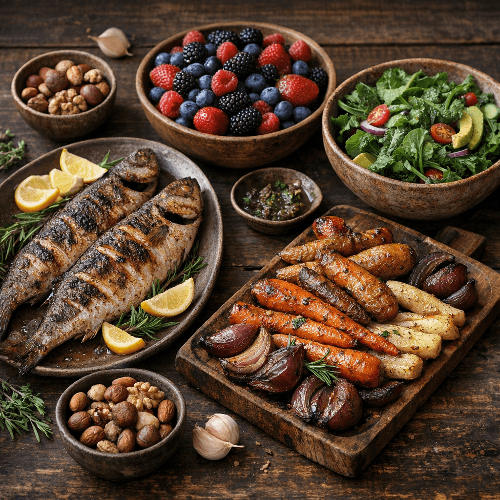 Риба на грилі, ягоди, горіхи, овочі та зелень — продукти палеодієти